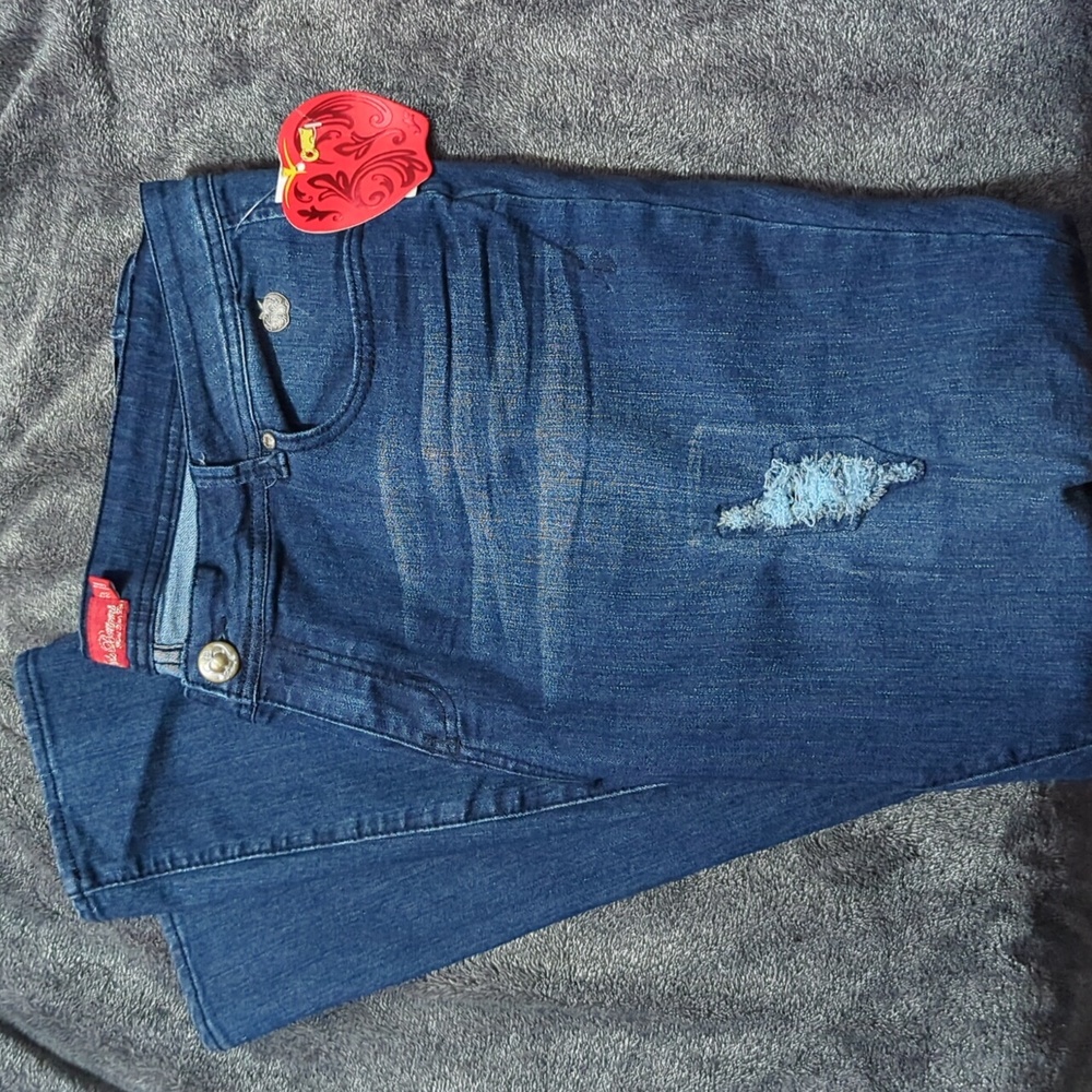 NWT Apple Bottom Jeans Y2K Embellished Size 20 Skinny Rhinestone Distressed